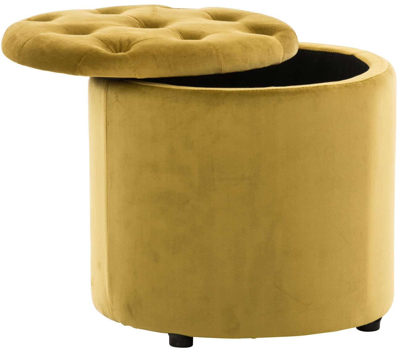 Pouf Contenitore Pantin in Velluto Design Chesterfield I Poggiapiedi Divano  Contenitore con Coperchio I Sgabello Puff con Piedini, Colore:Blu