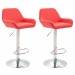 2er Set Barhocker Braga Kunstleder-rot-Chrom