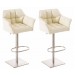 2er Set Barhocker Damaso Kunstleder-creme-Edelstahl